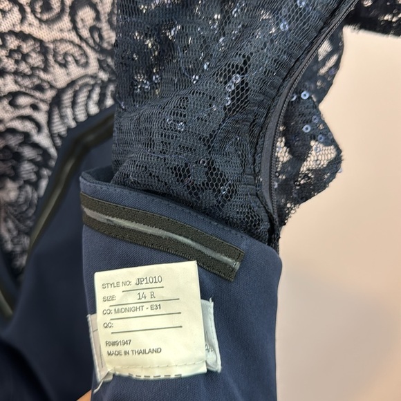 NEW Jenny Packham size 14 Bridesmaid Sequin Top Gown Navy Blue Midnight - Picture 7 of 7